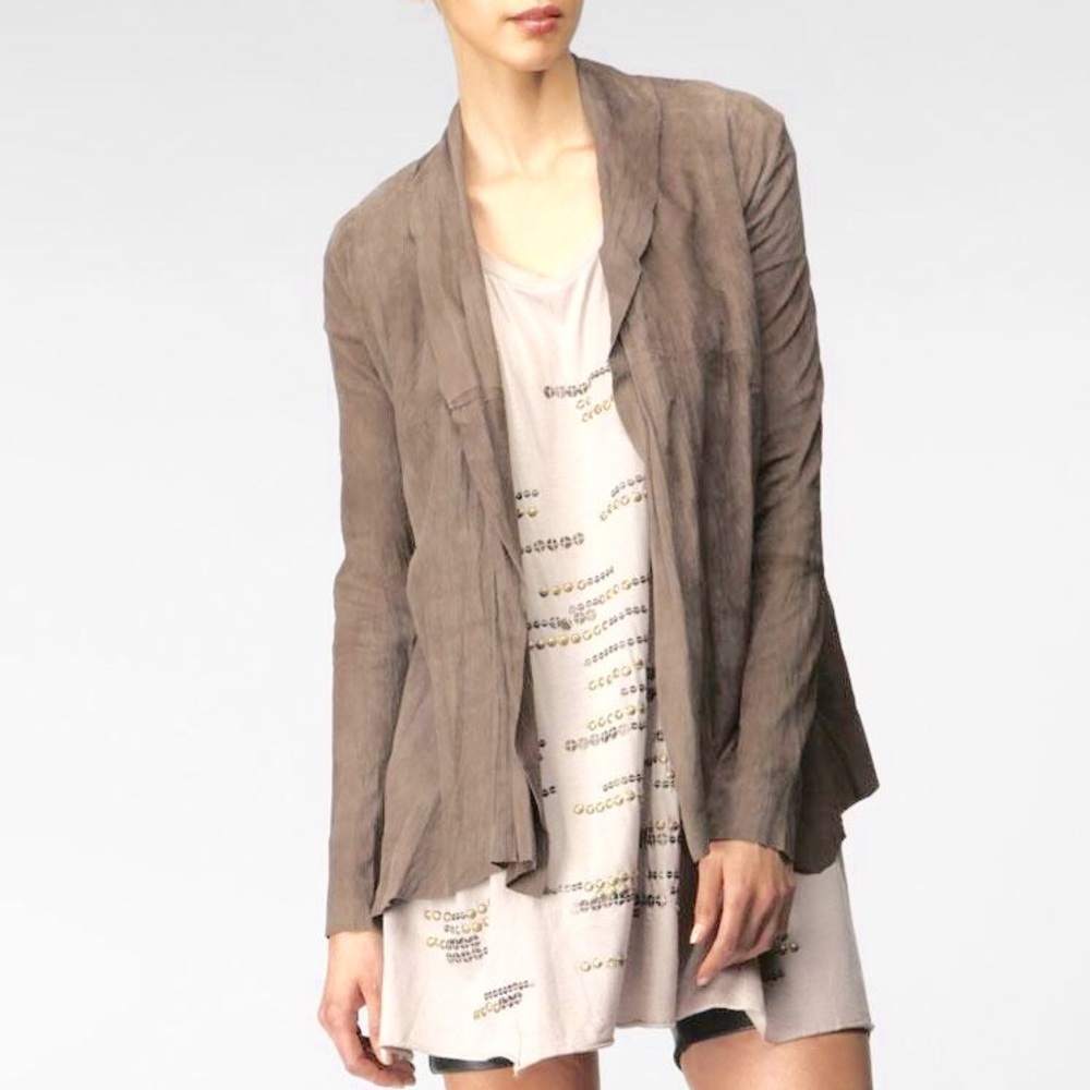 Alysi Creme Leather Shirt Jacket